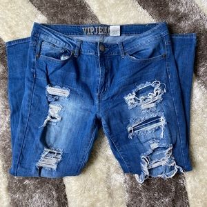 Dark blue VIP distressed jeans